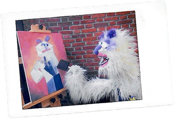 Redd painting in the Cubism episode of Learn to Paint Good